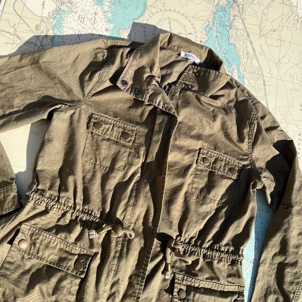 Just Fab Army Green Cotton Jacket